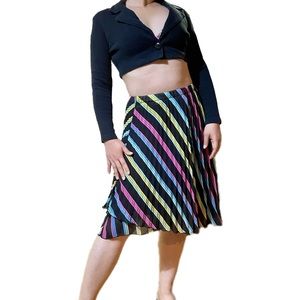 Asymmetrical striped skirt rainbow striped made in the 90s Size S-M